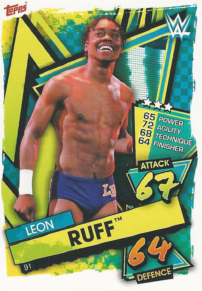 WWE Topps Slam Attax 2021 Trading Card Leon Ruff No.91